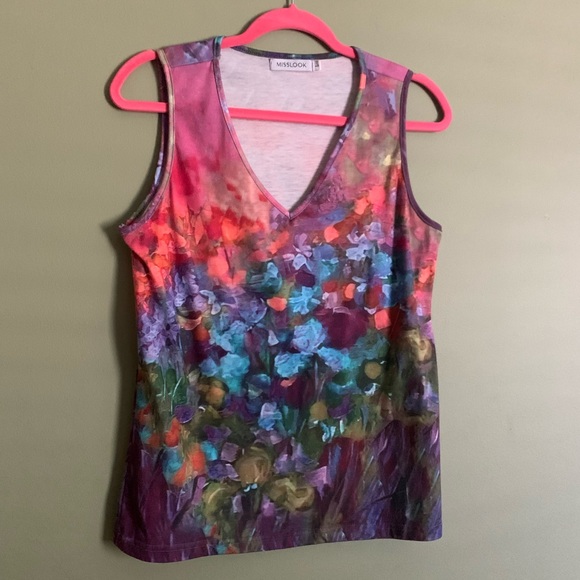 Mislook Pink Floral Tank Tshirt